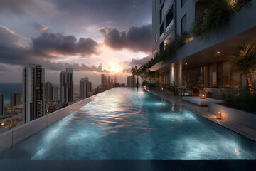 Glass pool in a modern building.