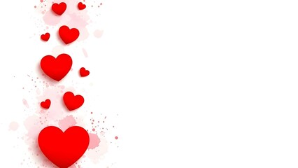 Red hearts on white background for valentine's day or love theme