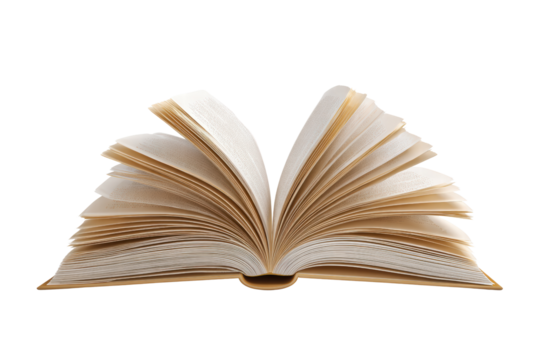 The book is open to a page with a large word "open" written in the middle. The book is lying on a white background, and the word "open" is written in bold letters, png - Powered by Adobe