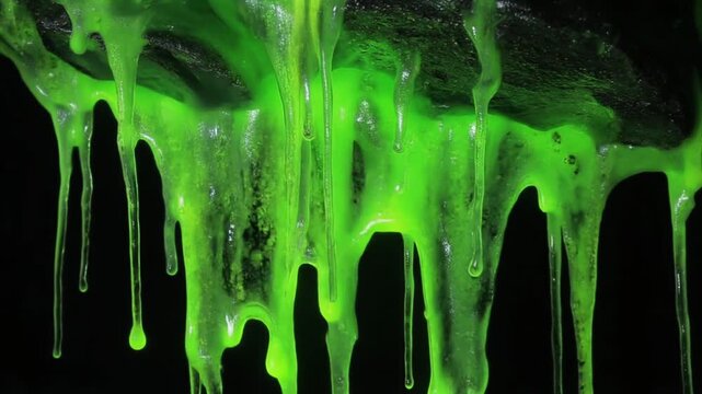 Green slime dripping down black background.
