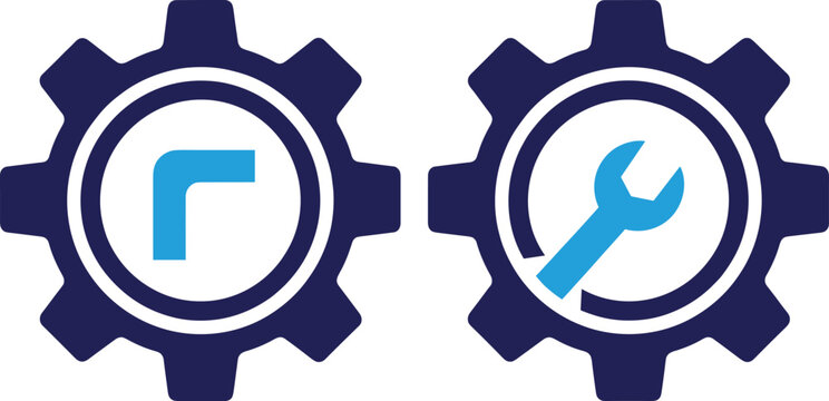 Settings and tools gear icons vector illustration configuration maintenance symbols with wrench and rotate arrow design