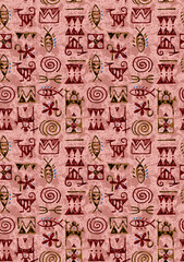 Seamless Ethnic Symbol Pattern Red