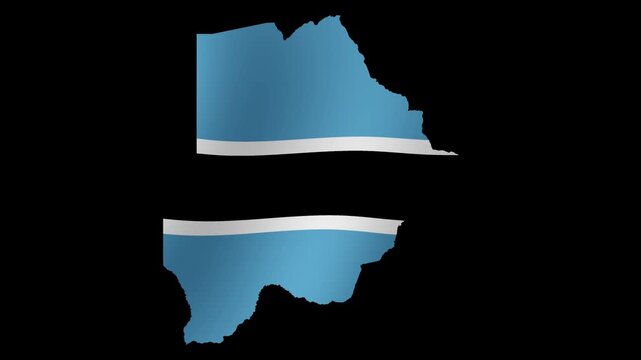 Looping animation of the Botswana flag as a map with a transparent background in 4K format