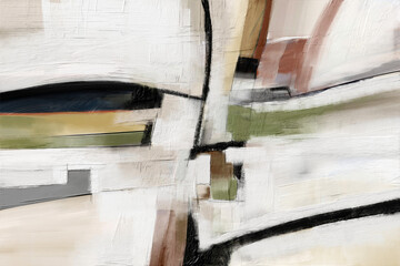 Obraz premium Soft and minimalistic abstract artwork with delicate lines and muted tones, creating a calm and refined aesthetic for modern interiors