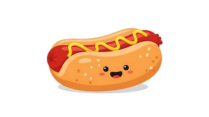 Hot Dog with Funny Face and Mustard.