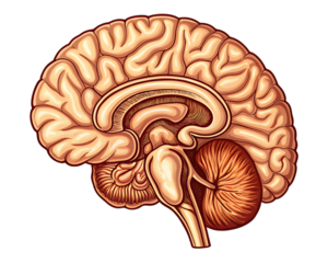 Human brain anatomy isolated on transparent background isolated on a transparent background