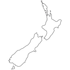 New Zealand outline map border islands for geographic and educational use
