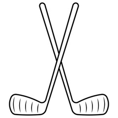 Crossed golf clubs silhouette for sport, leisure and athletic branding