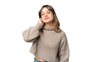 Young girl over isolated chroma key background laughing