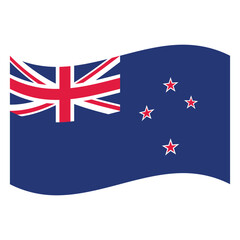 New Zealand national waving flag with Union Jack and Southern Cross stars