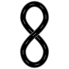 Figure eight road with dashed lines for driving and racing design