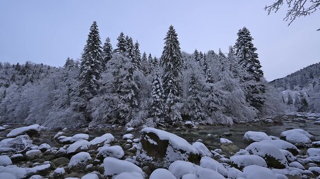 Fluss Sihl, im Winter, Menzingen, Zug, Kanton Zug, Schweiz, Europa