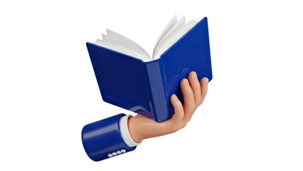 Hand Holding Open Blue Book