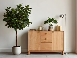 Wooden Cabinet with Plants