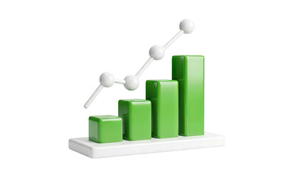 3D Bar Chart with Upward Trend Line