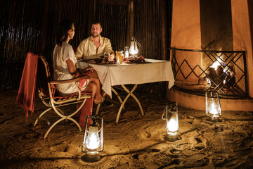 Romantic dinner under the stars in Kruger National Park, South Africa