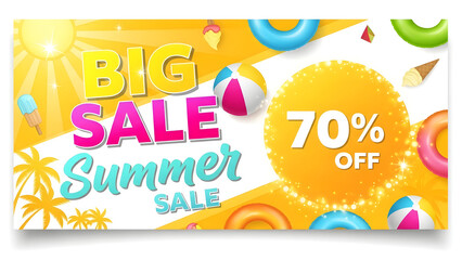 Vibrant summer sale advertisement with 70 percent discount offer