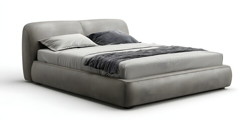 Cozy Modern Bed with Pillows and Blanket