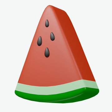 watermelon slice 3d icon isolated on white