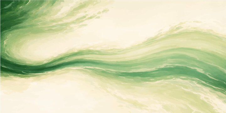 Hand drawn abstract watercolor landscape of a blue sea and summer sky with clouds over the ocean horizon at sunset reflecting light on waves in a beautiful nature seascape