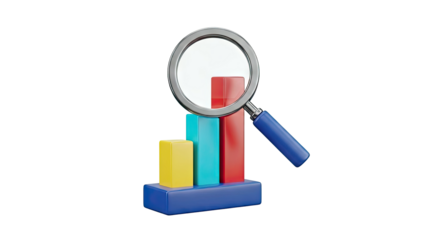 Magnifying Glass Over Bar Chart