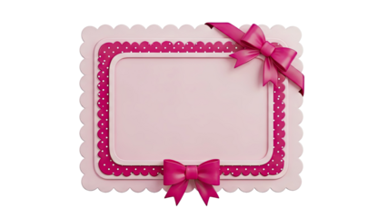 Pink Scalloped Frame with Polka Dots and Bows