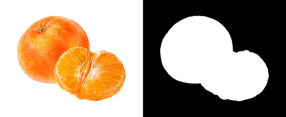 Realistic Watercolor Illustration of Whole and Peeled Tangerine Halves