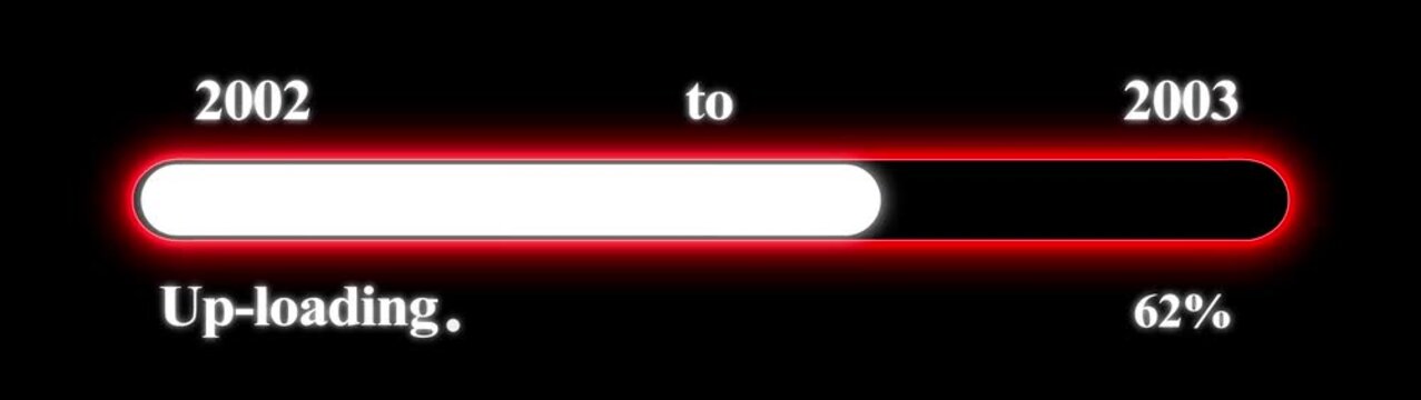 New year 2003 Up-loading bar animation, Up-loading bar from 2002 to 2003 new year transfer animation. Almost reaching New Year on black background. Welcoming the happy new year 2003. Alpha channel.