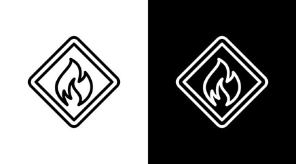 Flammable Sign  White Icon Set Design