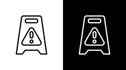 Wet Floor Sign  White Icon Set Design