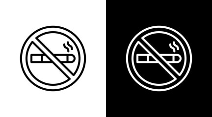 No Smoking Sign  White Icon Set Design