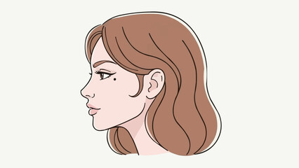 Profile Portrait of a Young Woman with Brown Hair and a Mole. © Ahmad