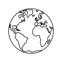 Minimalist globe illustration featuring a simple line art design of earth's continents in a clean and modern style perfect for global connectivity or environmental themes © creative_vectors
