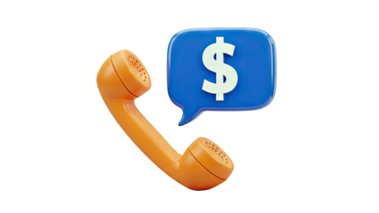Telephone Handset with Dollar Sign Speech Bubble