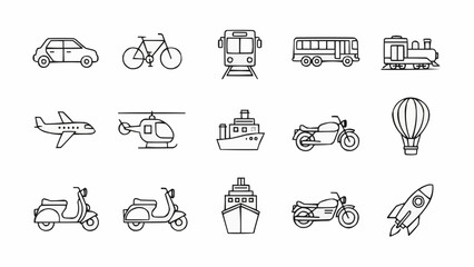 Collection of Hand Drawn Transportation Icons. © rara