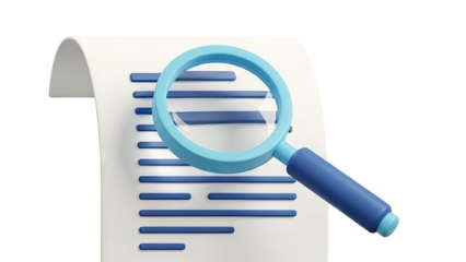 Magnifying glass over document lines