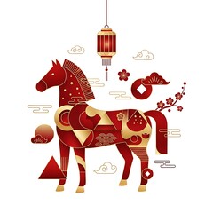 Chinese zodiac horse illustration