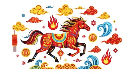 Chinese new year horse illustration