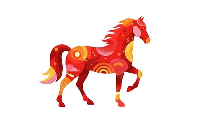 Stylized red horse illustration for chinese zodiac