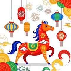 Chinese new year horse illustration