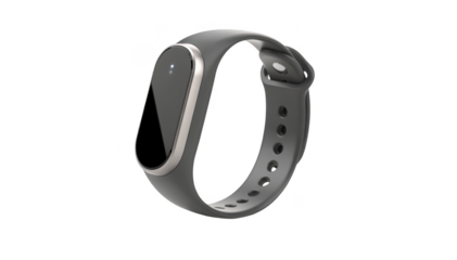 Closeup of a sleek wearable hydration reminder wristband on white background designed to subtly alert users to stay hydrated throughout the day.