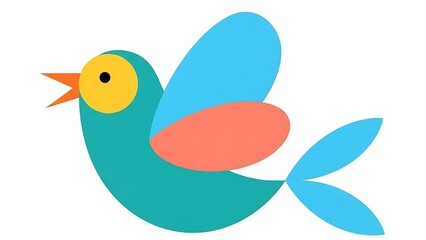 Obraz premium Geometric bird illustration with turquoise and orange colors
