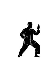 Obraz premium Active Longevity Senior Silhouette, Healthy Aging Martial Arts Pose, Elderly Fitness and Diverse Wellness Lifestyle Vector Art