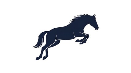 Jumping horse silhouette on white background for design