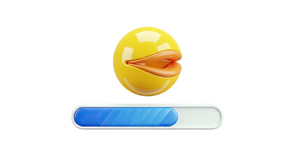 Yellow ball with duck bill and progress bar