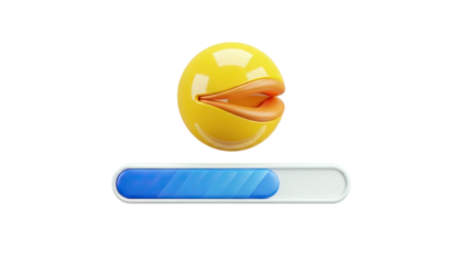 Yellow ball with duck bill and progress bar