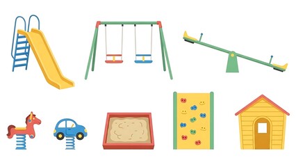 Playground equipment set slides swings and rocking toys
