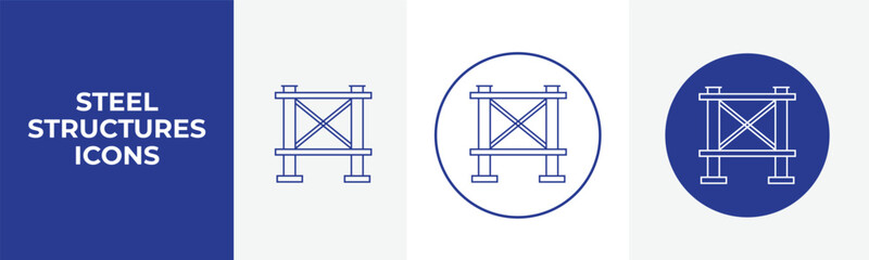 Fototapeta premium Steel structure icons set for industrial and architectural designs