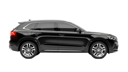 Black suv isolated on transparent background with sleek design and shiny exterior