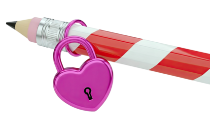 Heart Lock on Striped Pencil